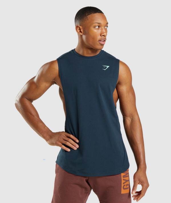 Panske Tielko Gymshark Bold Drop Arm Námornícka Modrá | YH0637129